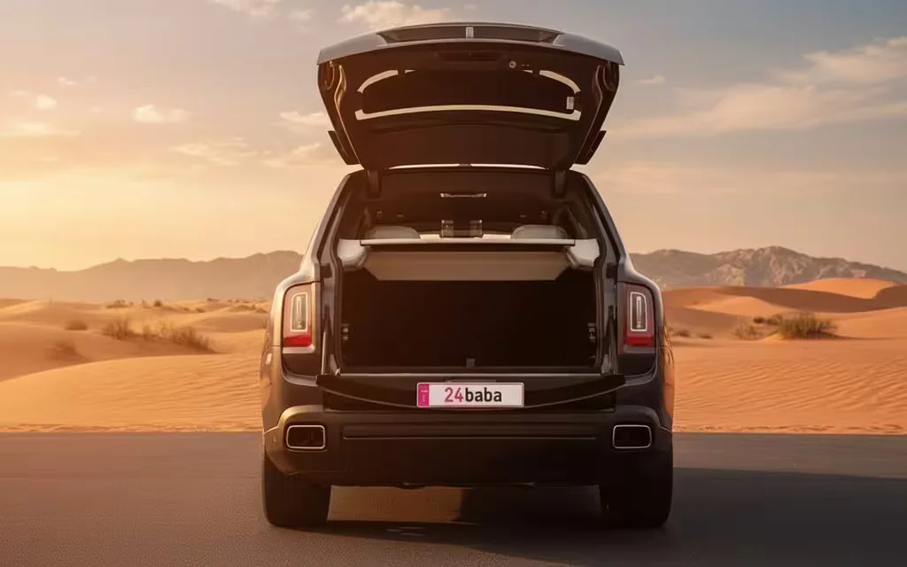 RollsRoyce Cullinan 2023 Grey rear view showing taillights – rental in Dubai