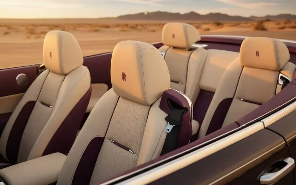 RollsRoyce Dawn 2020 leather seats and cabin – rental in Dubai