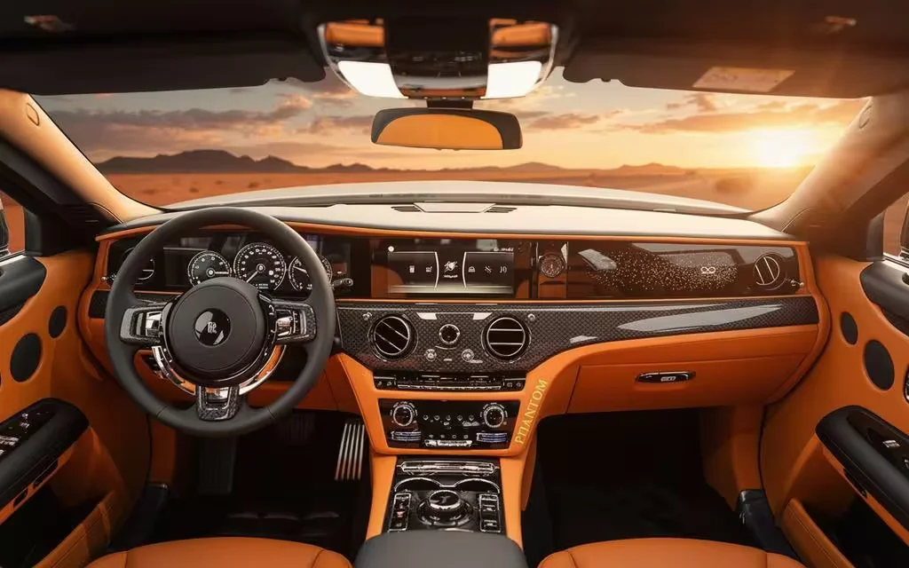 RollsRoyce Ghost 2023 interior view showing trim – rental in Dubai