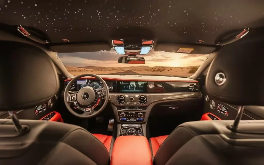 RollsRoyce Ghost 2023 interior view showing trim – rental in Dubai