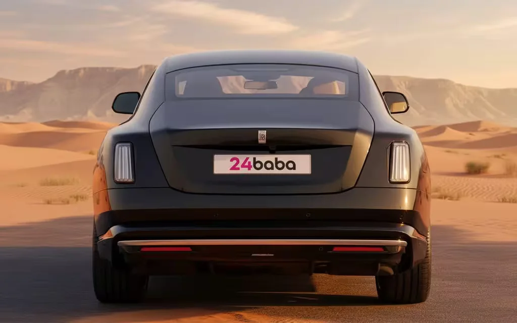 RollsRoyce Spectre 2025 Black rear view showing taillights – rental in Dubai