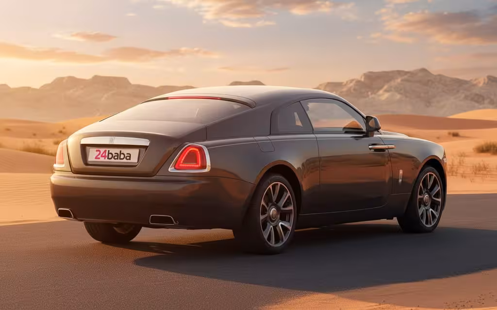 RollsRoyce Wraith 2025 Grey rear view showing taillights – rental in Dubai