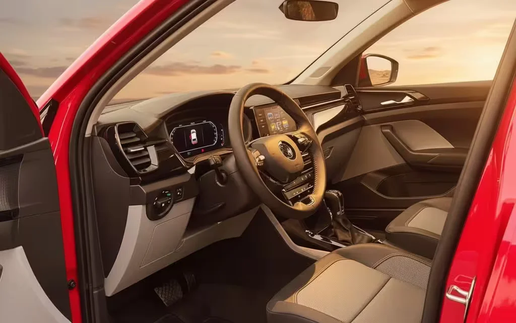 Skoda Kushaq 2023 interior view showing trim – rental in Dubai