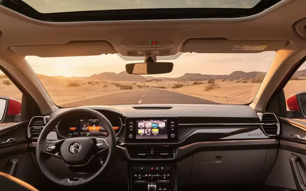 Skoda Kushaq 2023 dashboard and infotainment – rental in Dubai