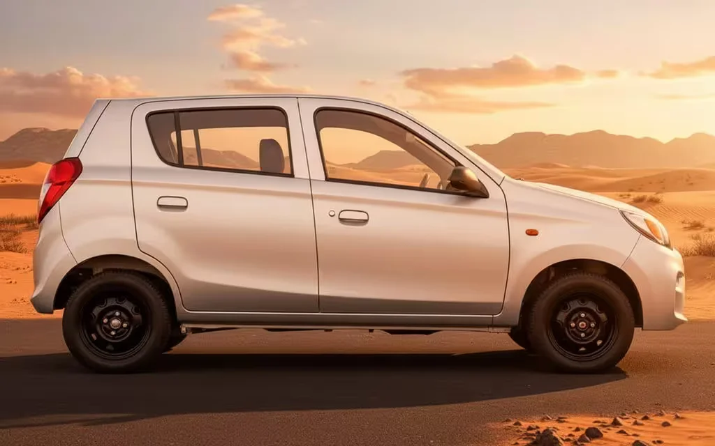 Suzuki Alto 2023 Silver side profile – rental in Dubai