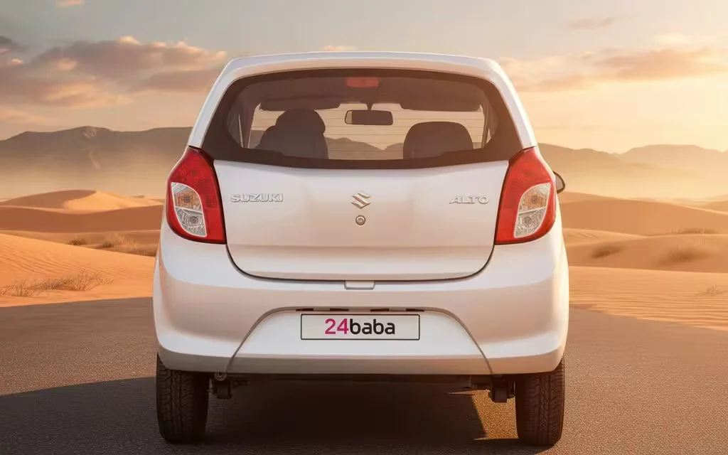 Suzuki Alto 2023 Silver rear view showing taillights – rental in Dubai