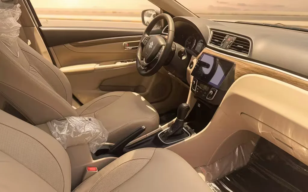Suzuki Ciaz 2025 interior view showing trim – rental in Dubai