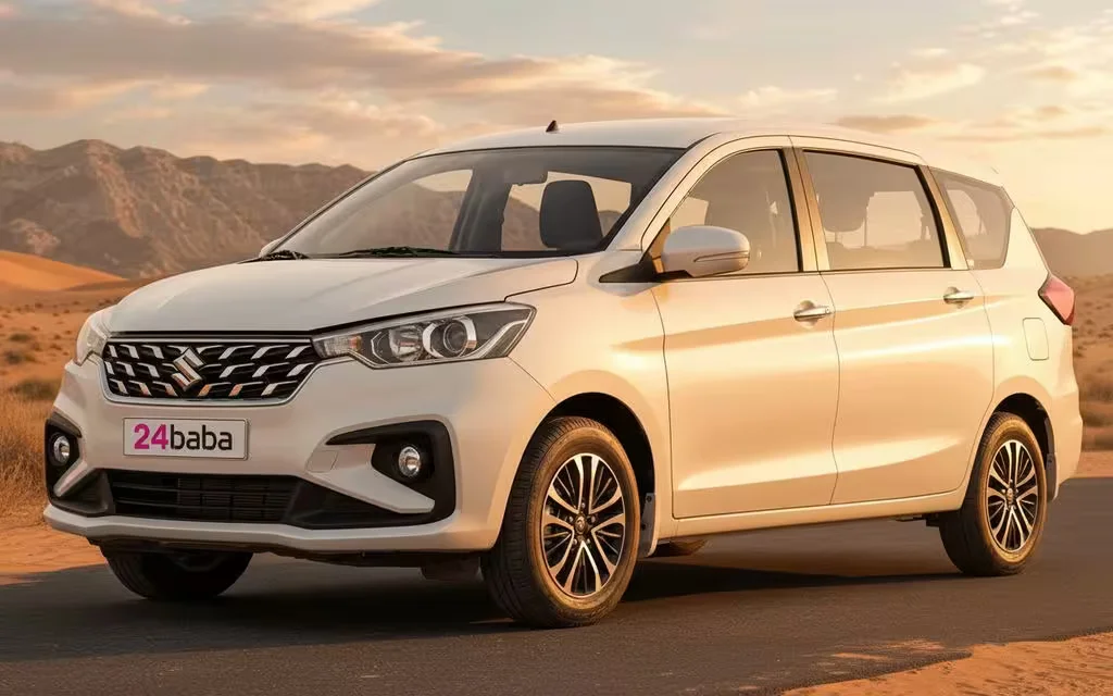 Suzuki Ertiga 2023 White side profile – rental in Dubai