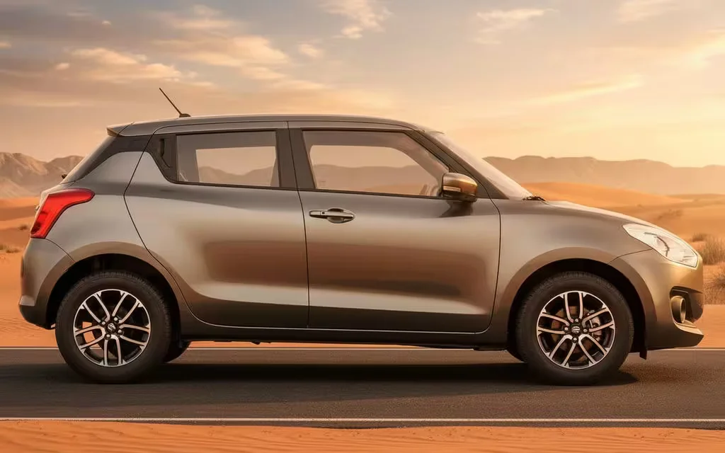 Suzuki Swift 2023 Grey side profile – rental in Dubai