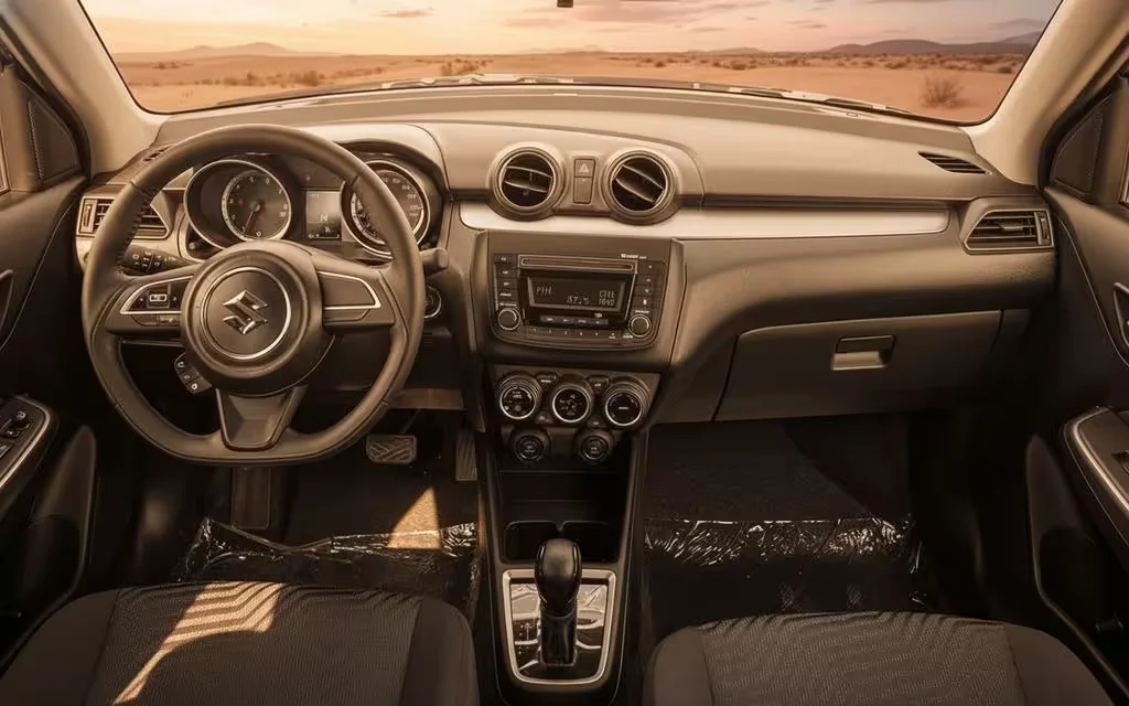 Suzuki Swift 2023 dashboard and infotainment – rental in Dubai