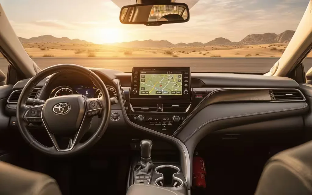 Toyota Camry 2022 dashboard and infotainment – rental in Dubai