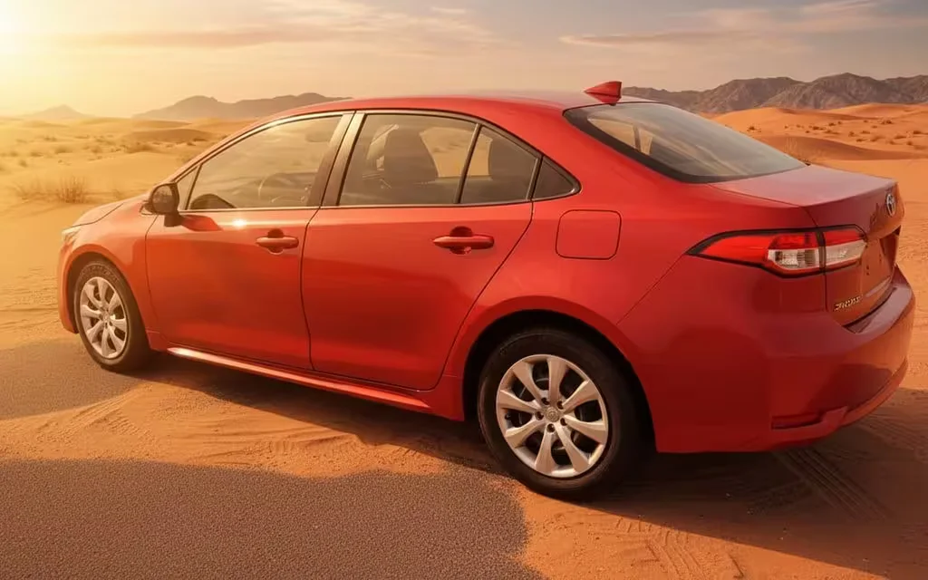 Toyota Corolla 2021 Red side profile – rental in Dubai