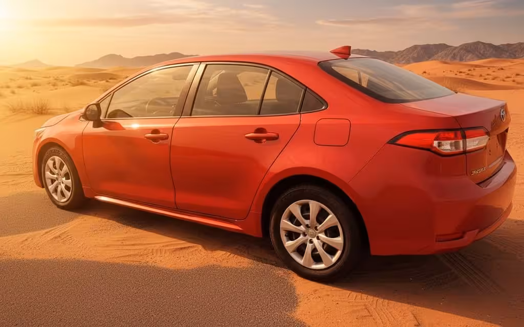 Toyota Corolla 2021 Red side profile – rental in Dubai