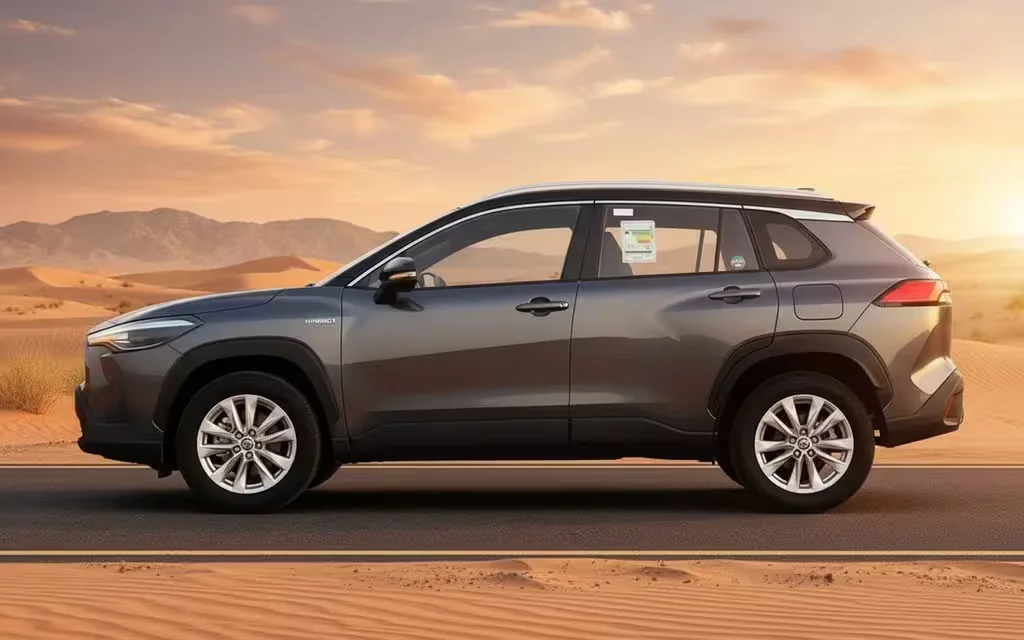 Toyota CorollaCross 2023 Grey side profile – rental in Dubai