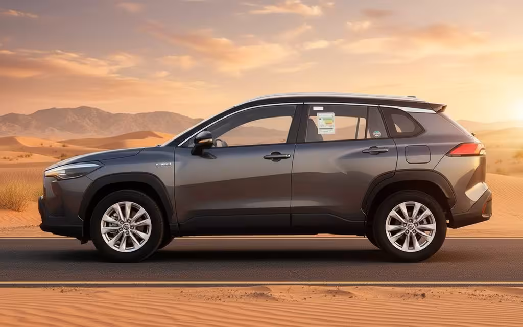 Toyota CorollaCross 2023 Grey side profile – rental in Dubai