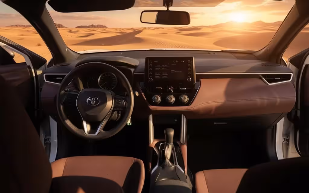 Toyota CorollaCross 2023 dashboard and infotainment – rental in Dubai
