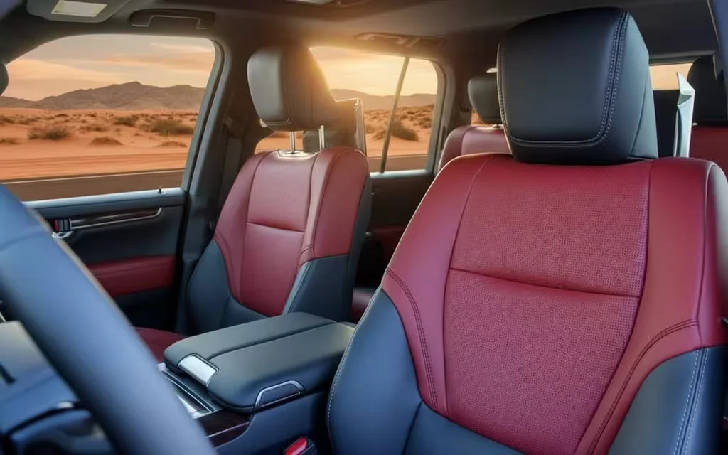 Toyota LandCruiser 2023 leather seats and cabin – rental in Dubai