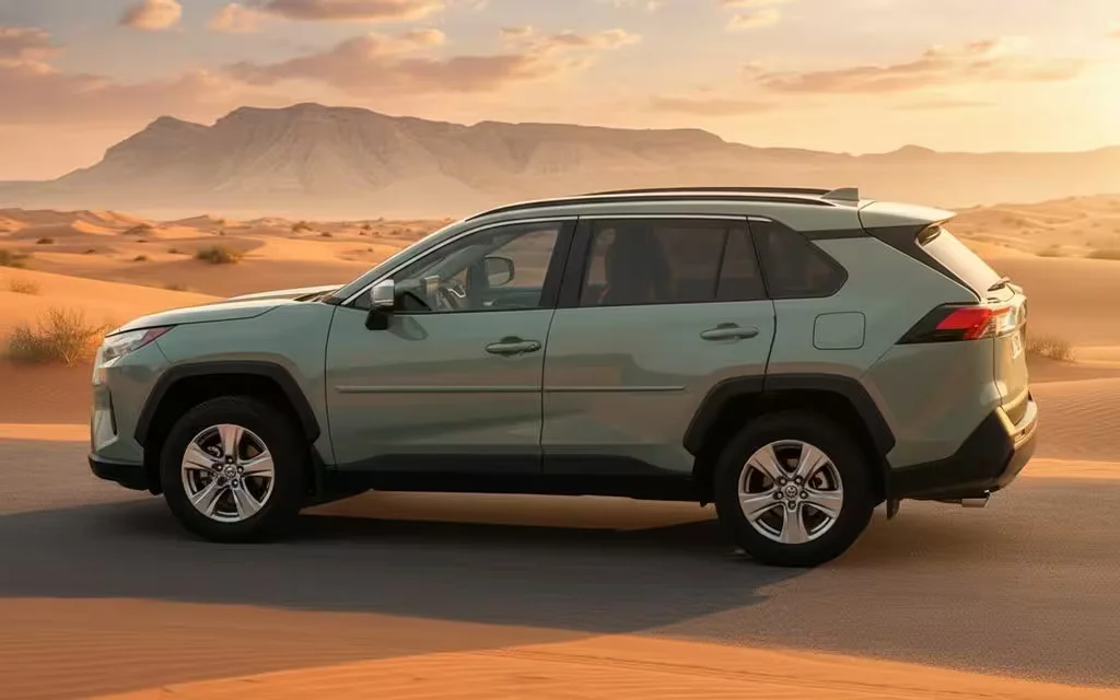 Toyota Rav4 2022 Green side profile – rental in Dubai