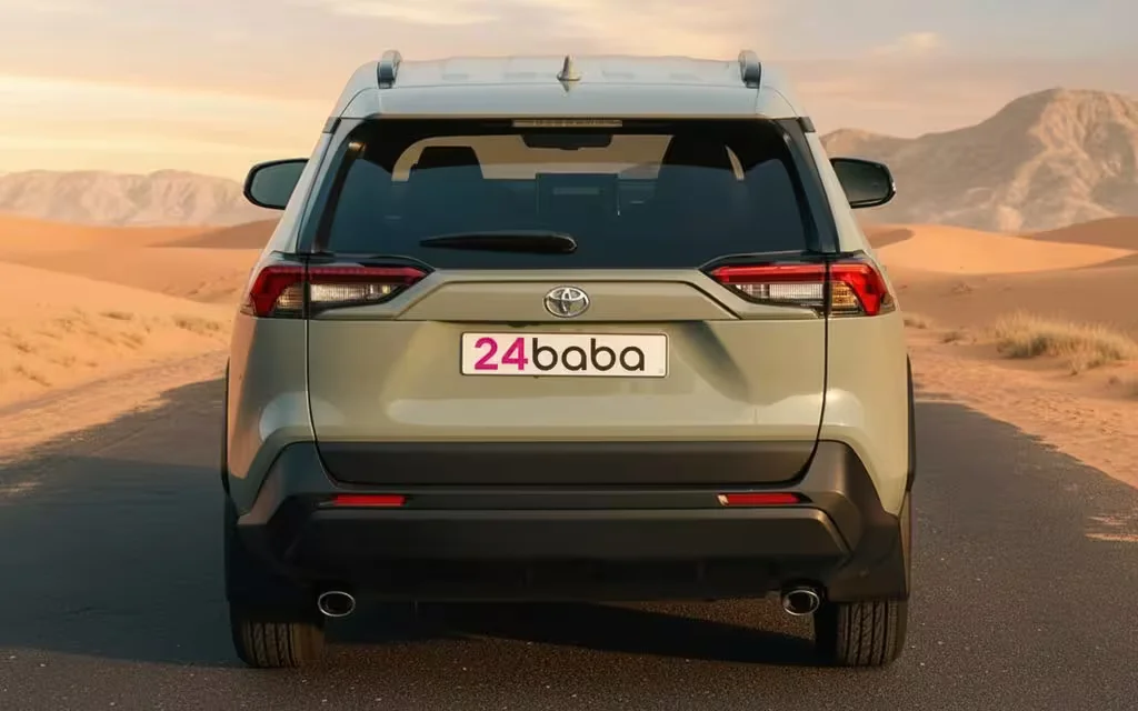 Toyota Rav4 2022 Green rear view showing taillights – rental in Dubai