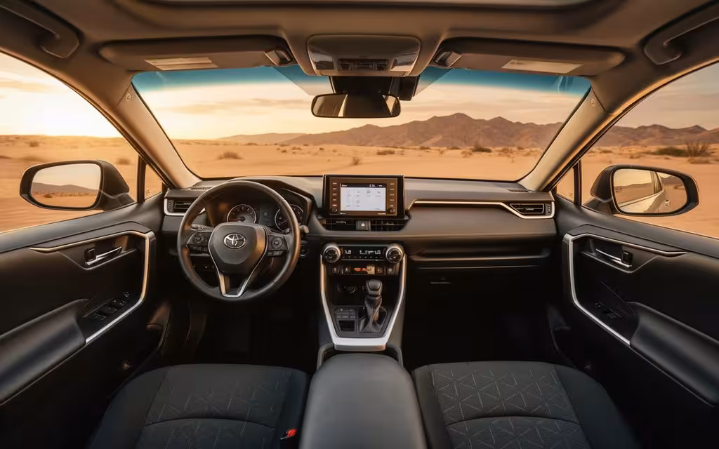 Toyota Rav4 2022 dashboard and infotainment – rental in Dubai