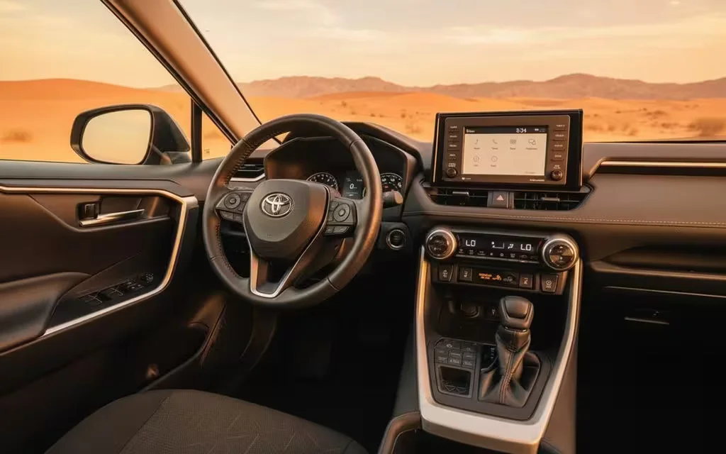 Toyota Rav4 2022 dashboard and infotainment – rental in Dubai