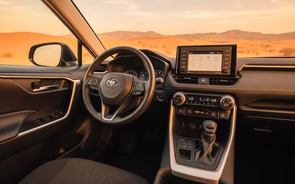 Toyota Rav4 2022 dashboard and infotainment – rental in Dubai