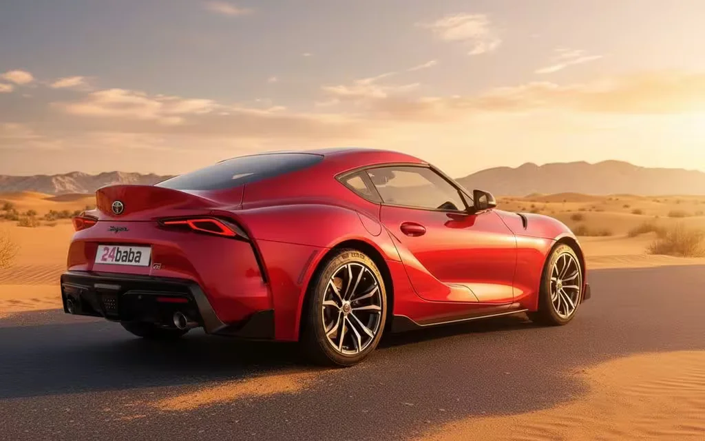 Toyota Supra 2022 Red rear view showing taillights – rental in Dubai