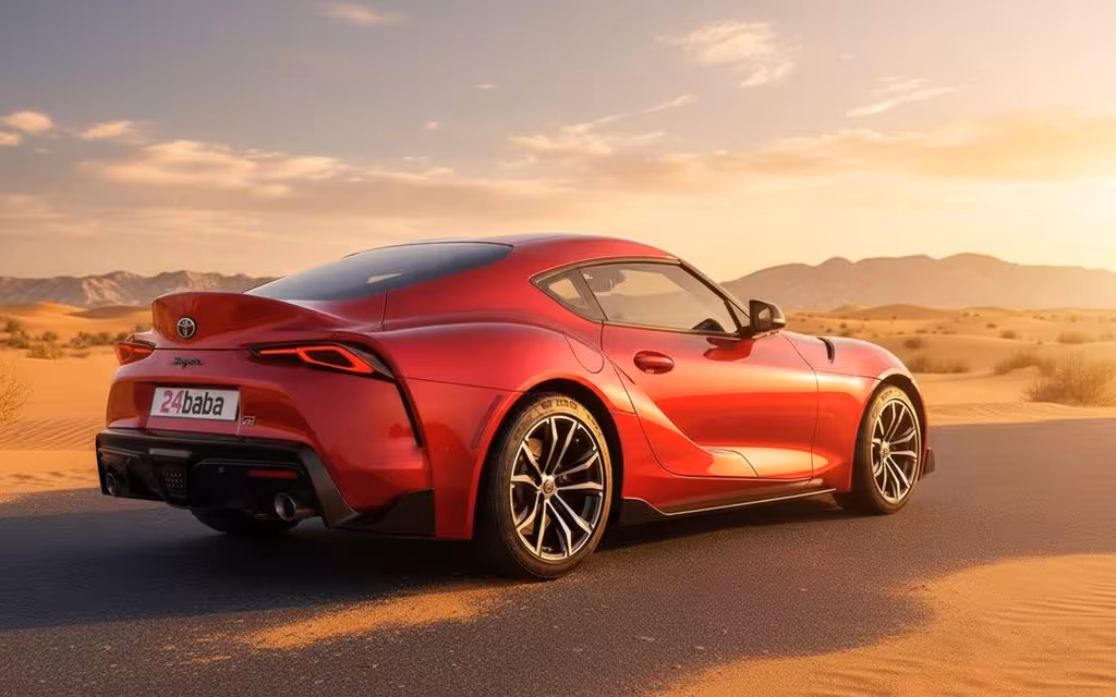 Toyota Supra 2022 Red rear view showing taillights – rental in Dubai