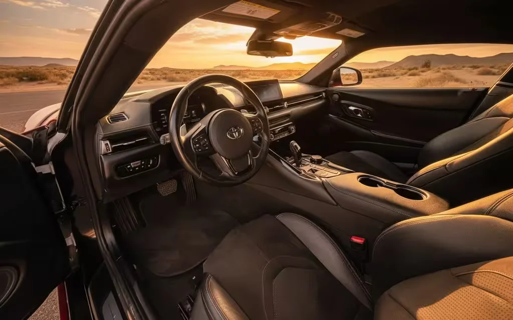 Toyota Supra 2022 interior view showing trim – rental in Dubai