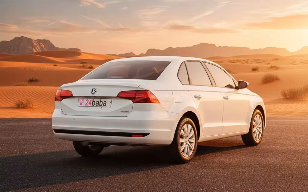 Volkswagen Bora 2022 White rear view showing taillights – rental in Dubai