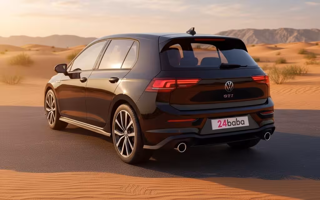 Volkswagen Golf 2025 Grey rear view showing taillights – rental in Dubai