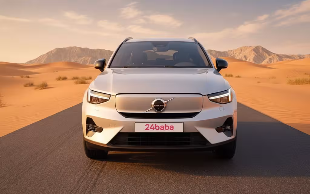 Volvo Xc40 2023 Grey front view with headlights – rental in Dubai