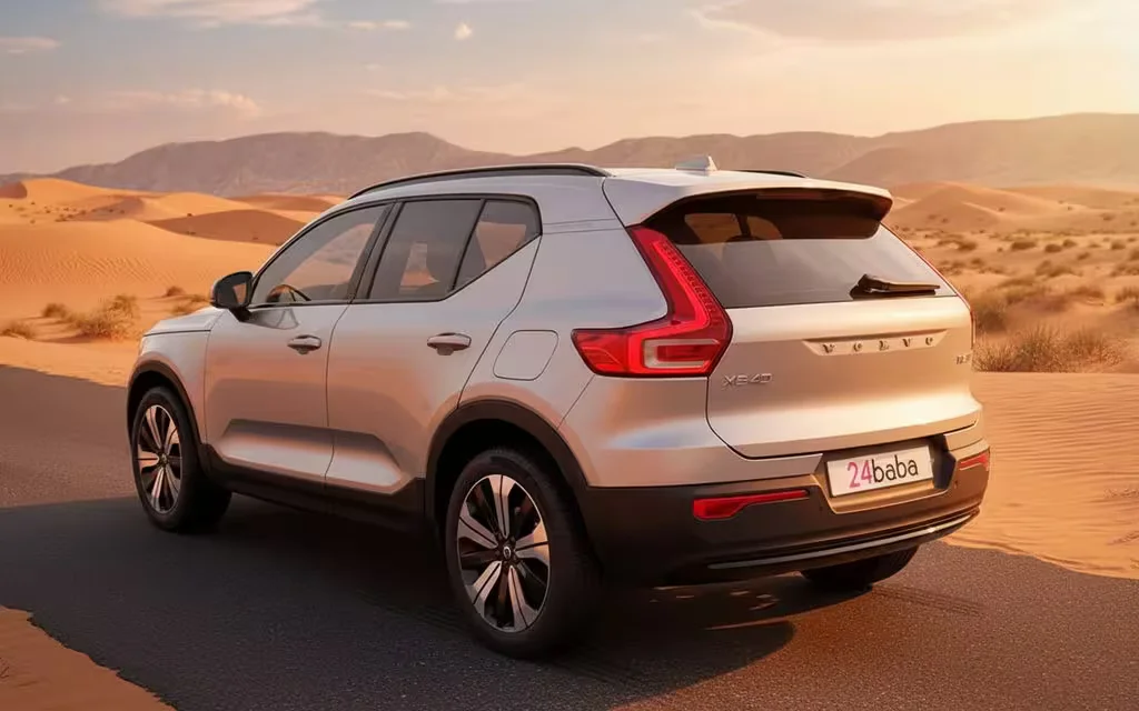 Volvo Xc40 2023 Grey rear view showing taillights – rental in Dubai