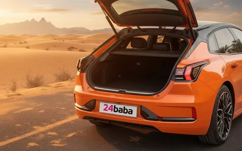 Zeekr 001 2025 Orange rear view showing taillights – rental in Dubai